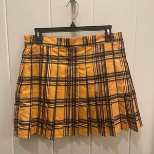 Love, Fire Yellow and Black Plaid Mini Skirt
